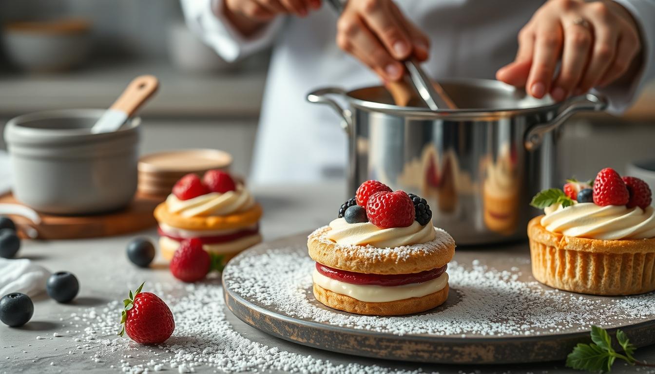 Freshly baked homemade cake in a kitchen setting